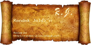 Rendek Jolán névjegykártya