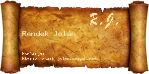 Rendek Jolán névjegykártya